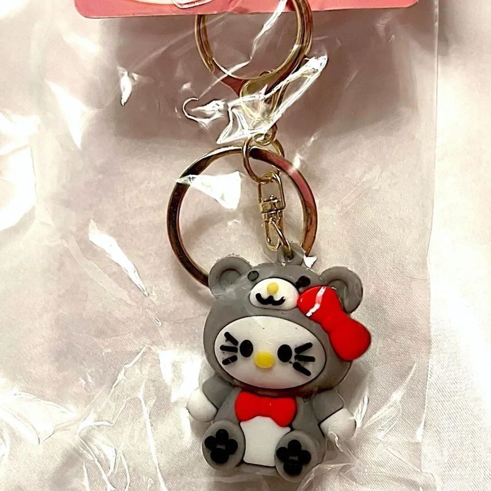 🤯5/$25🤯 Sanrio Grey Hello Kitty Bear Keychain Bag Charm
